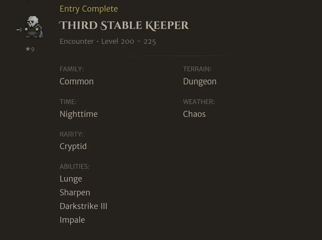 Third Stable Keeper codex entry