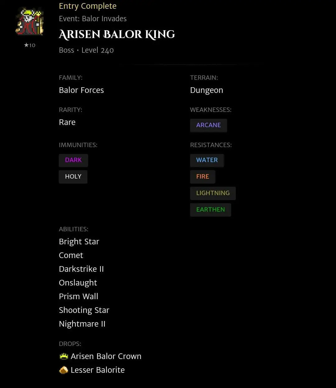 Arisen Balor King Codex Entry