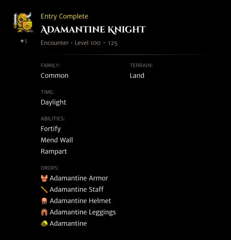 Adamantine Knight codex entry