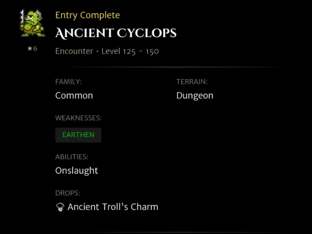Ancient Cyclops codex entry