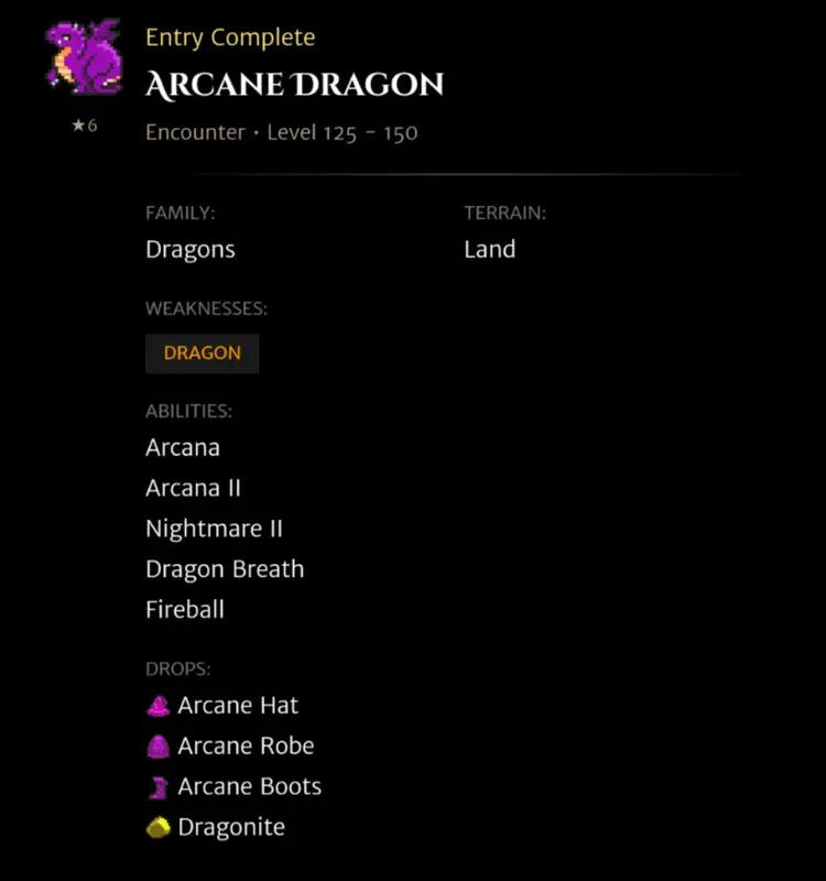 Arcane Dragon codex entry