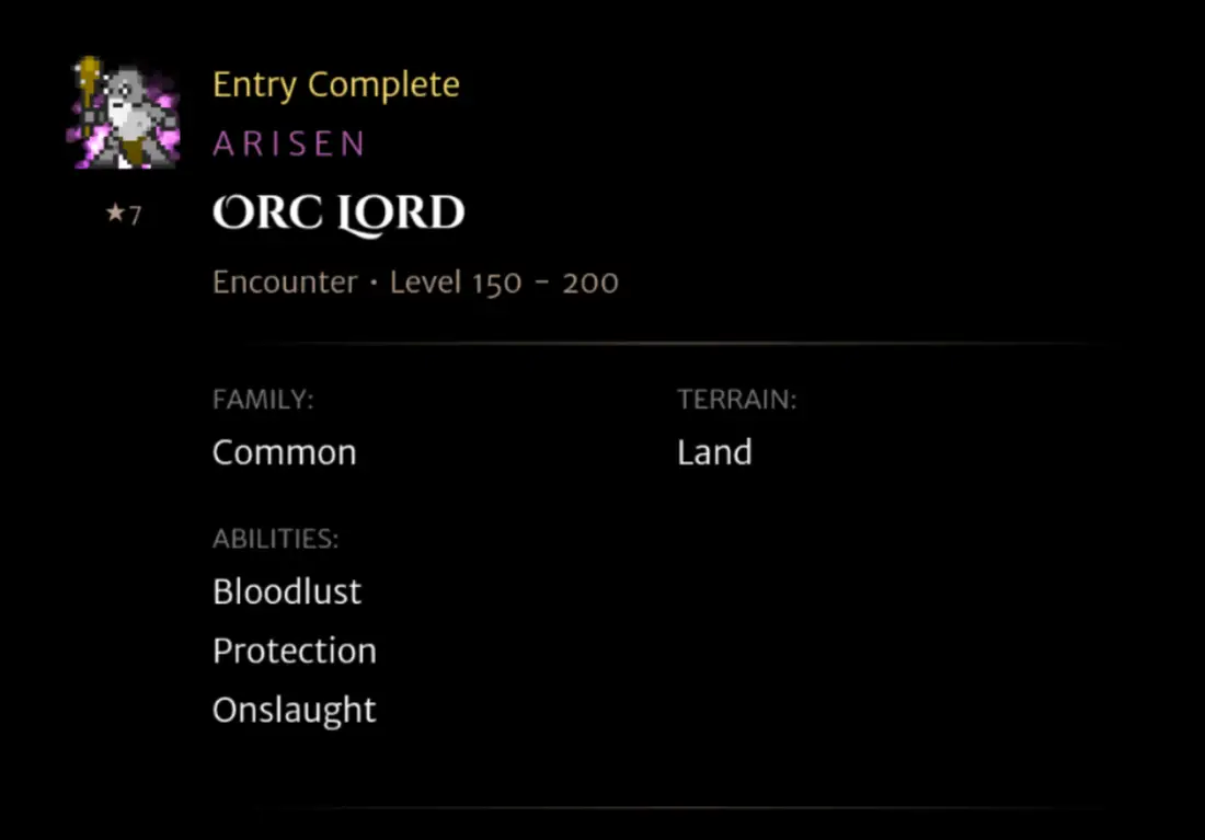 Arisen Orc Lord codex entry