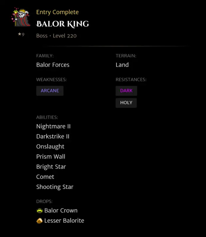 Balor King codex entry