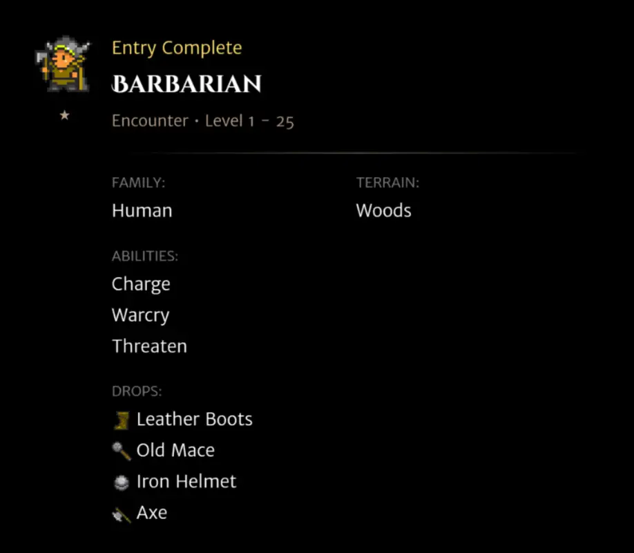 Barbarian codex entry