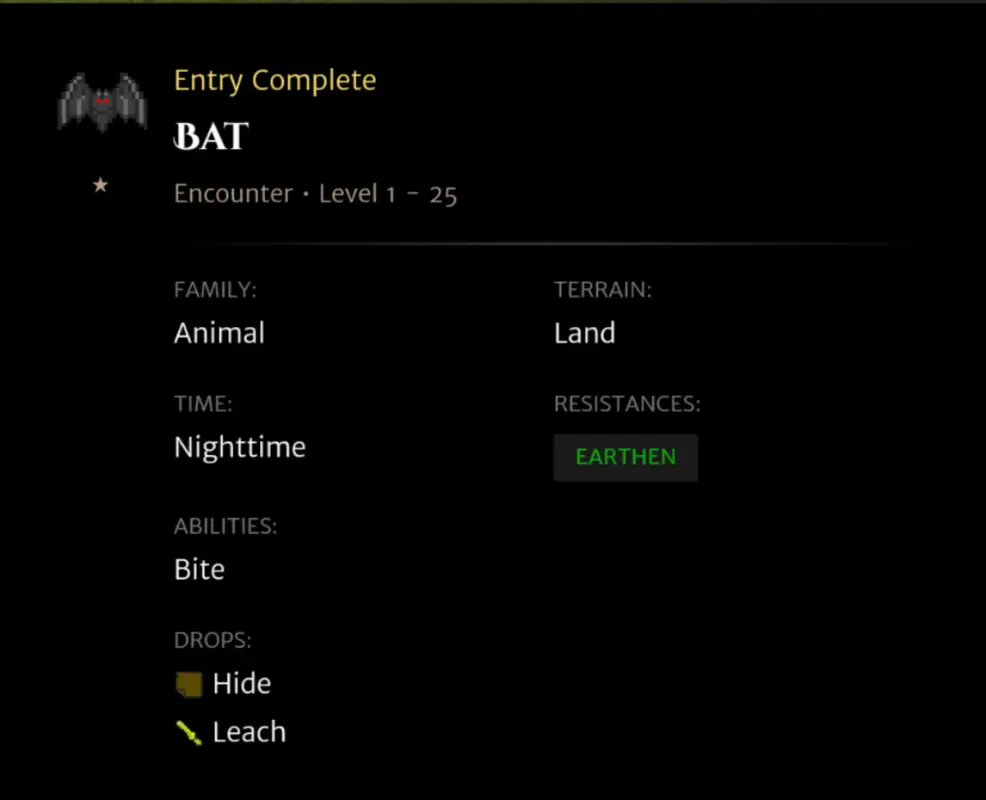 Bat codex entry