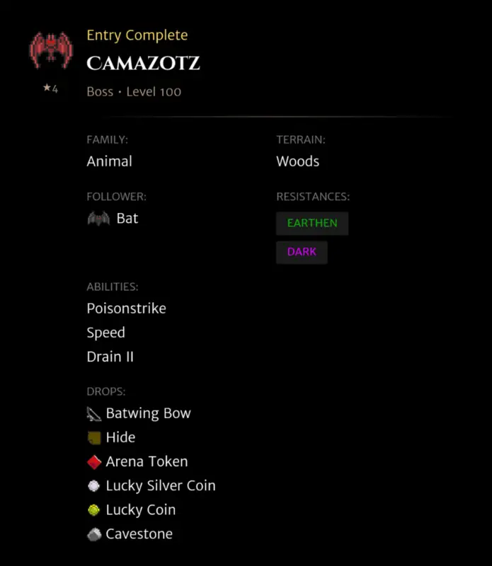 Camazotz codex entry