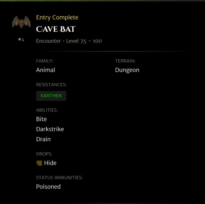 Cave Bat codex entry
