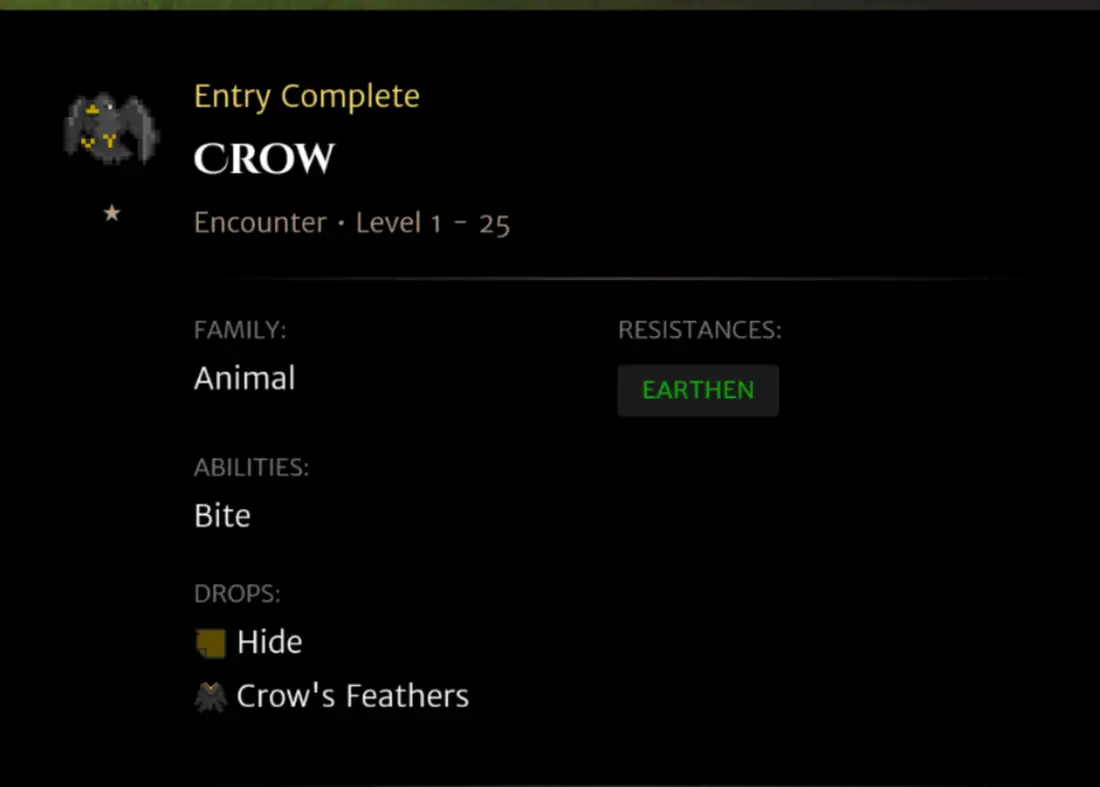 Crow codex entry