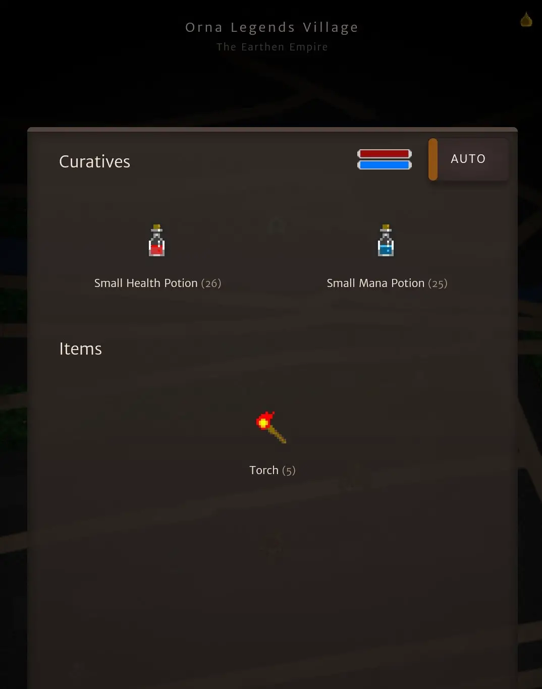 Curatives menu or quick potions menu opened from the world screen