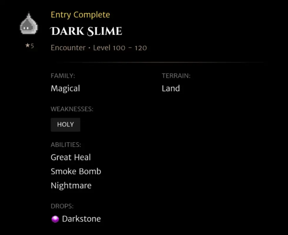 Dark Slime codex entry