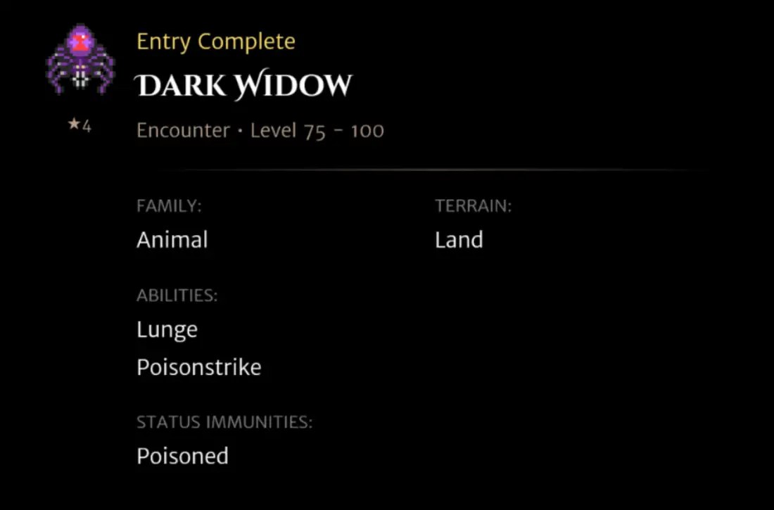 Dark Widow codex entry