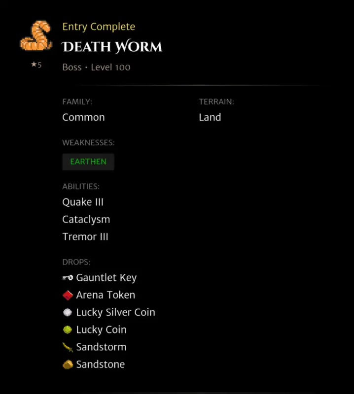 Death Worm codex entry