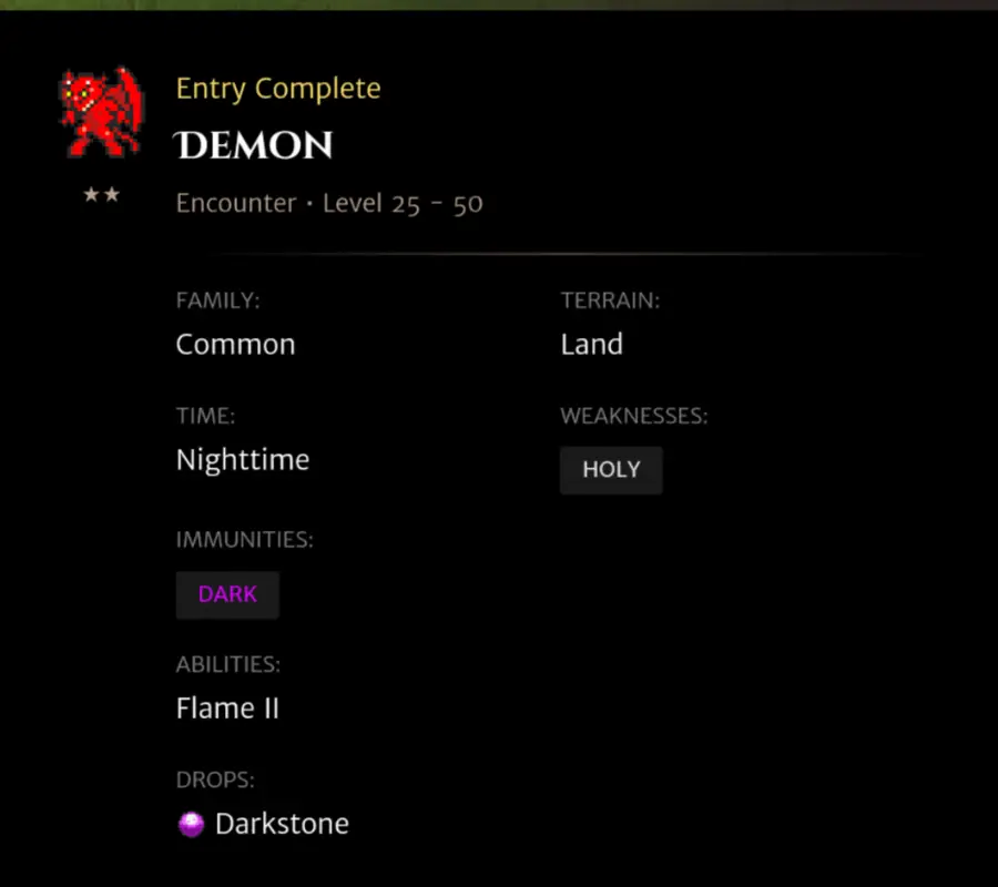 Demon codex entry