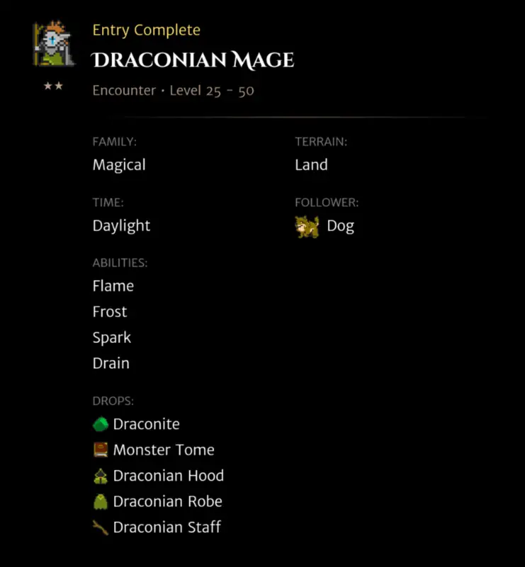Draconian Mage codex entry