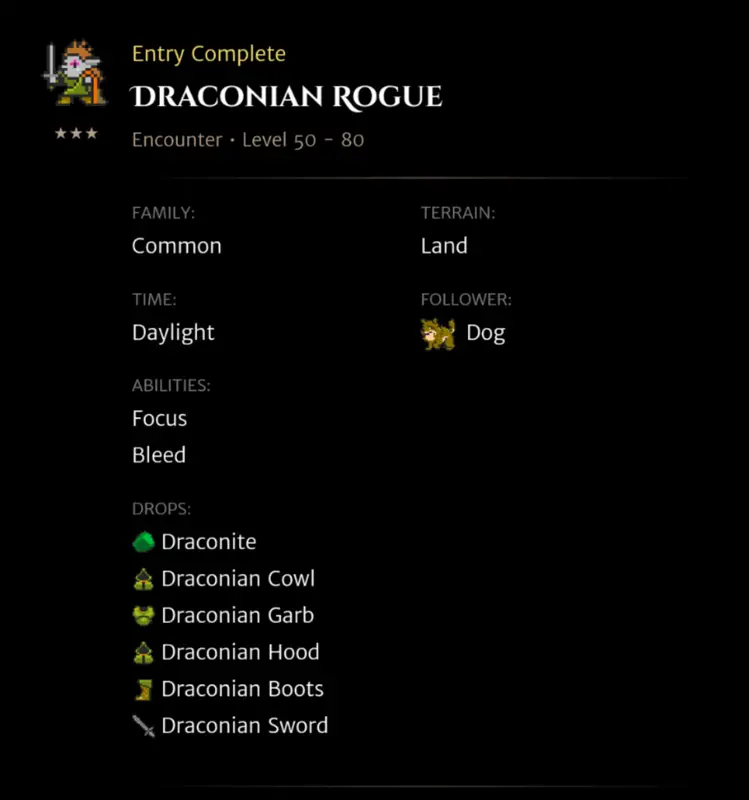 Draconian Rogue codex entry