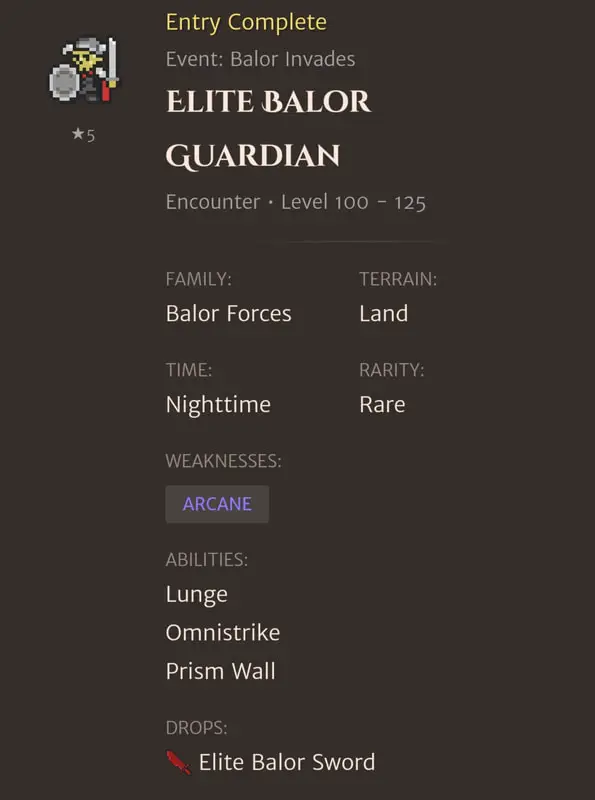 Elite Balor Guardian codex entry