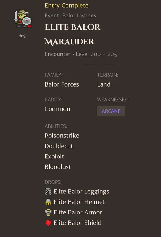 Elite Balor Marauder codex entry