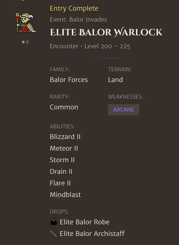 Elite Balor Warlock codex entry