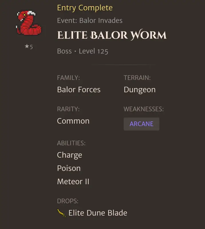 Elite Balor Worm codex entry
