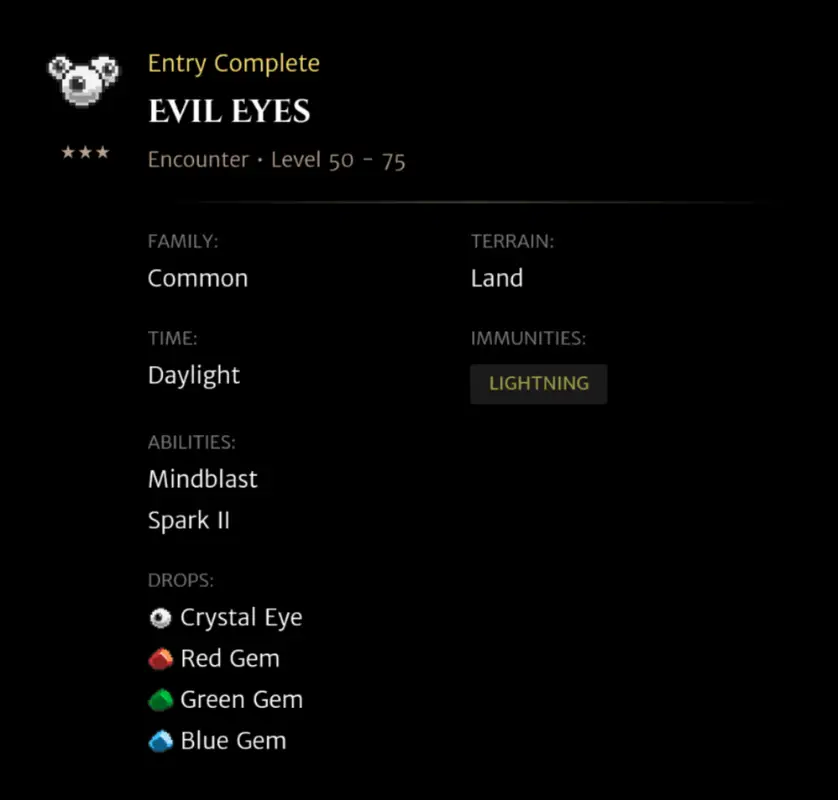 Evil Eyes codex entry