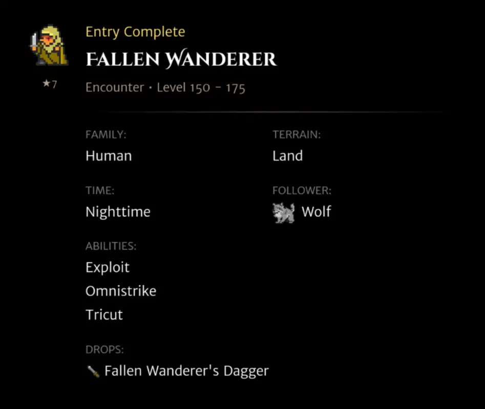 Fallen Wanderer codex entry