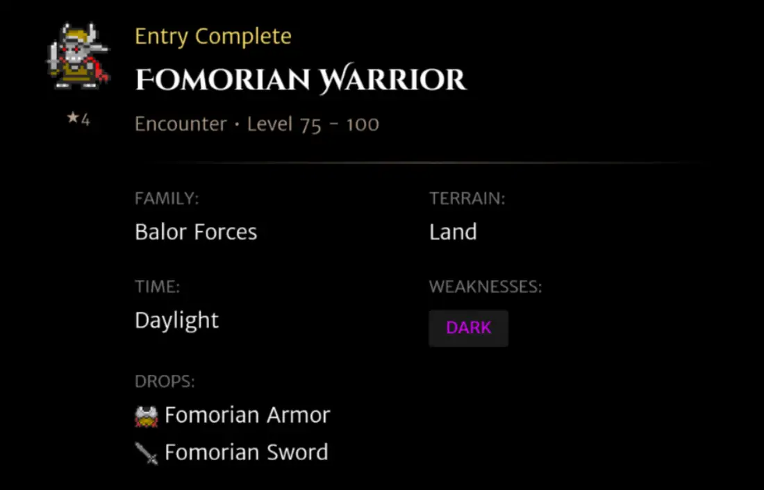 Fomorian Warrior codex entry