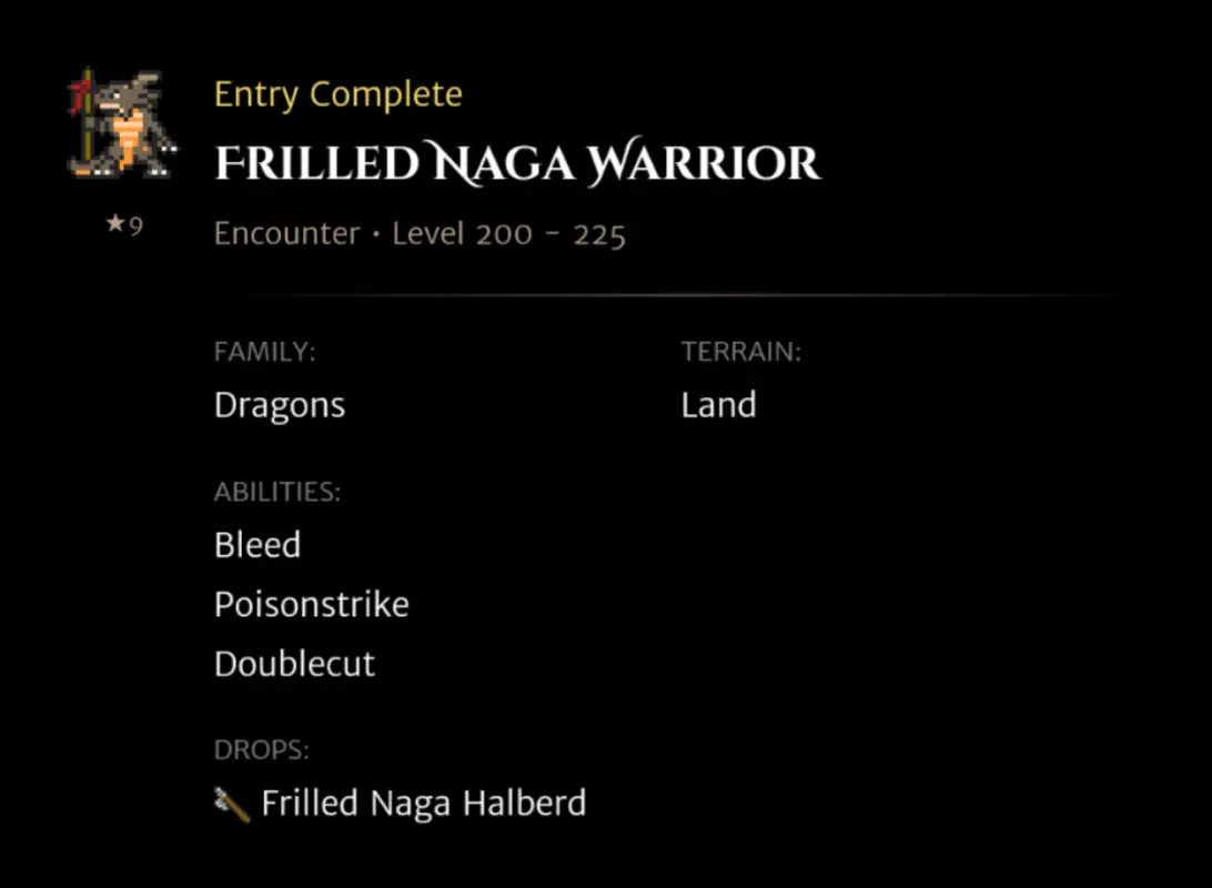 Frilled Naga Warrior codex entry
