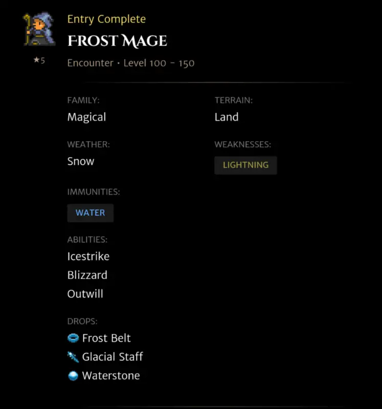 Frost Mage codex entry