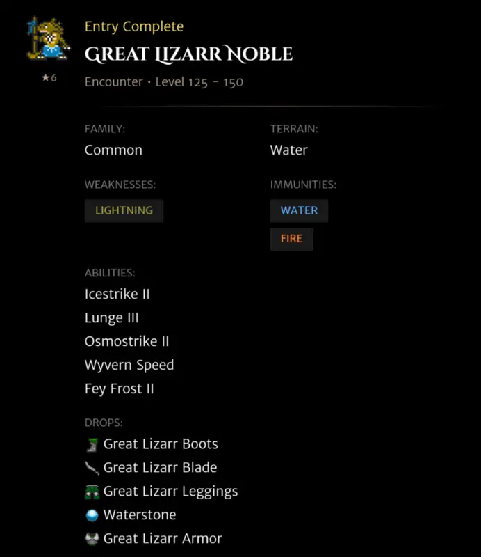 Great Lizarr Noble codex entry