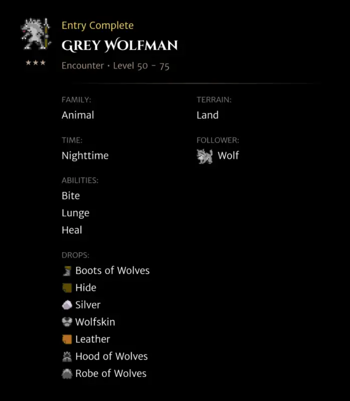 Grey Wolfman codex entry