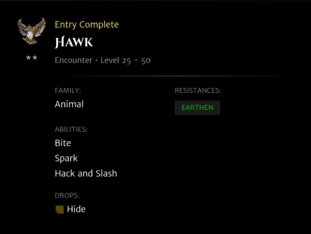 Hawk codex entry