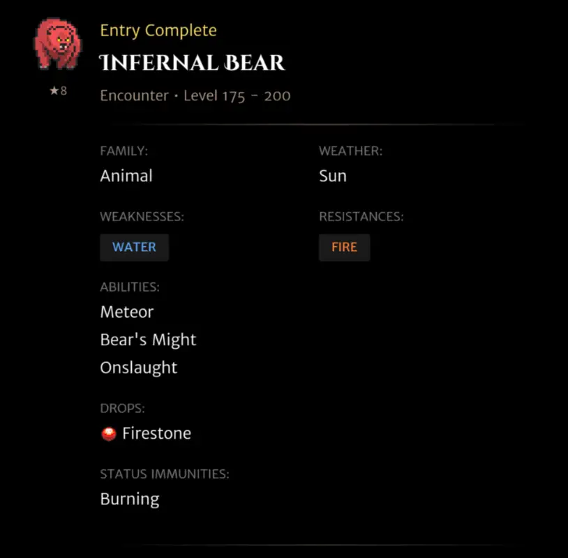 Infernal Bear codex entry