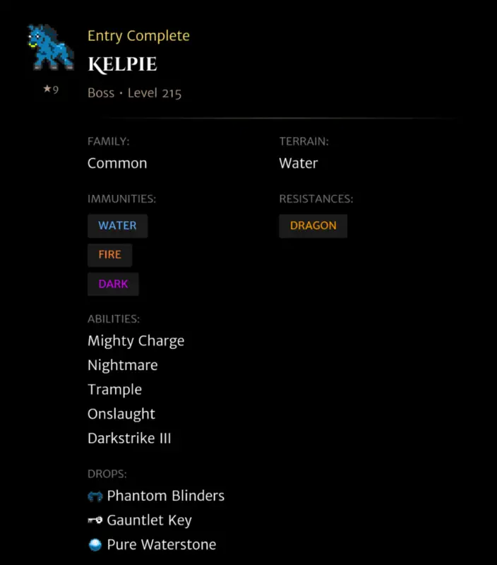 Kelpie codex entry