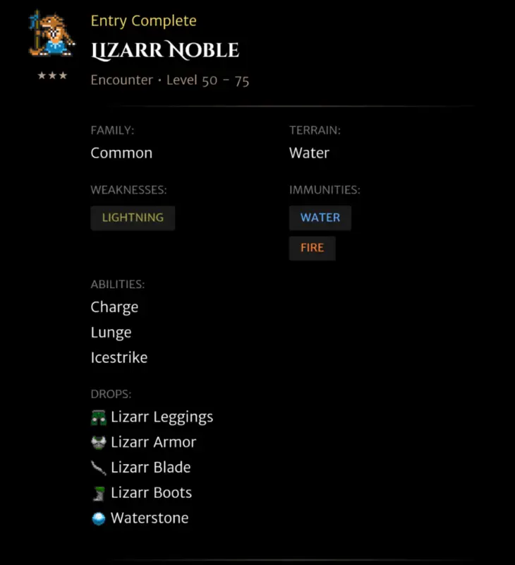 Lizarr Noble codex entry