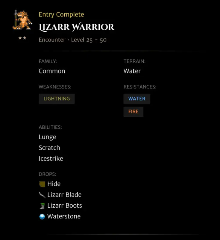 Lizarr Warrior codex entry