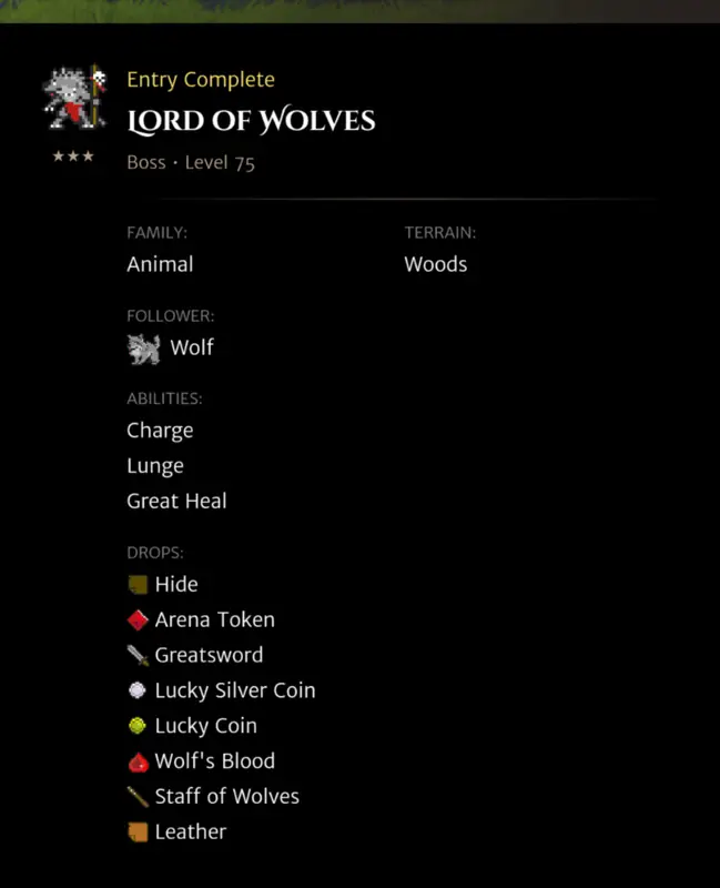 Lord of Wolves codex entry