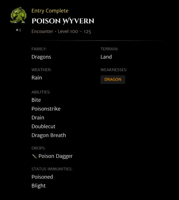 Poison Wyvern codex entry