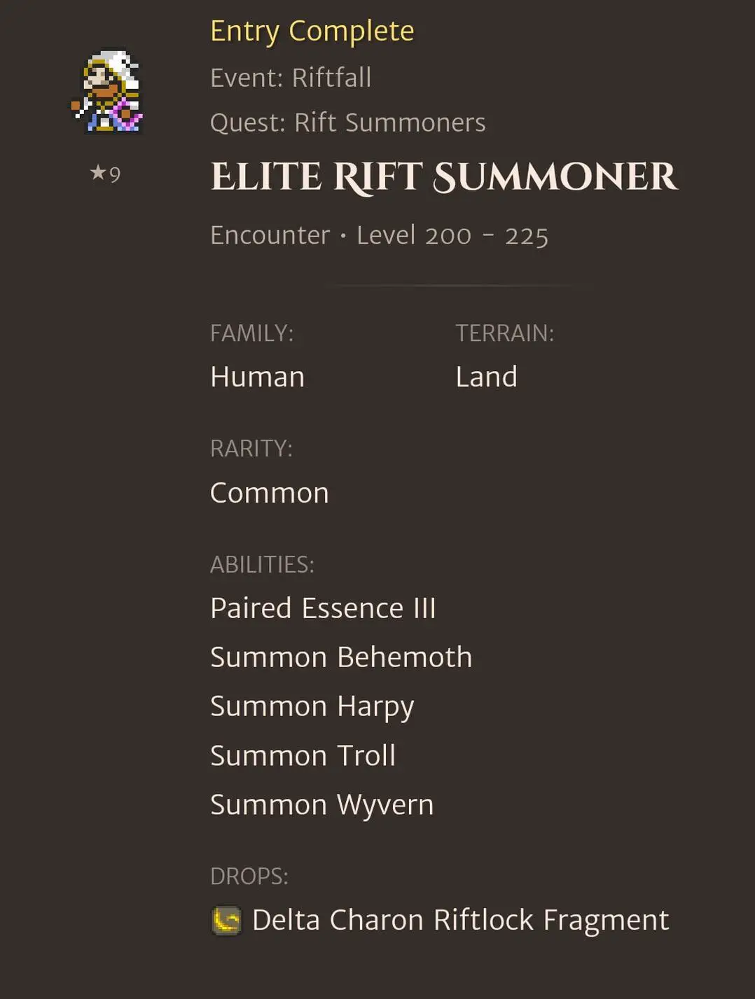 Elite Rift Summoner codex entry