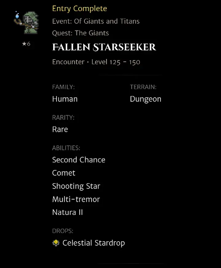 Fallen Starseeker codex entry