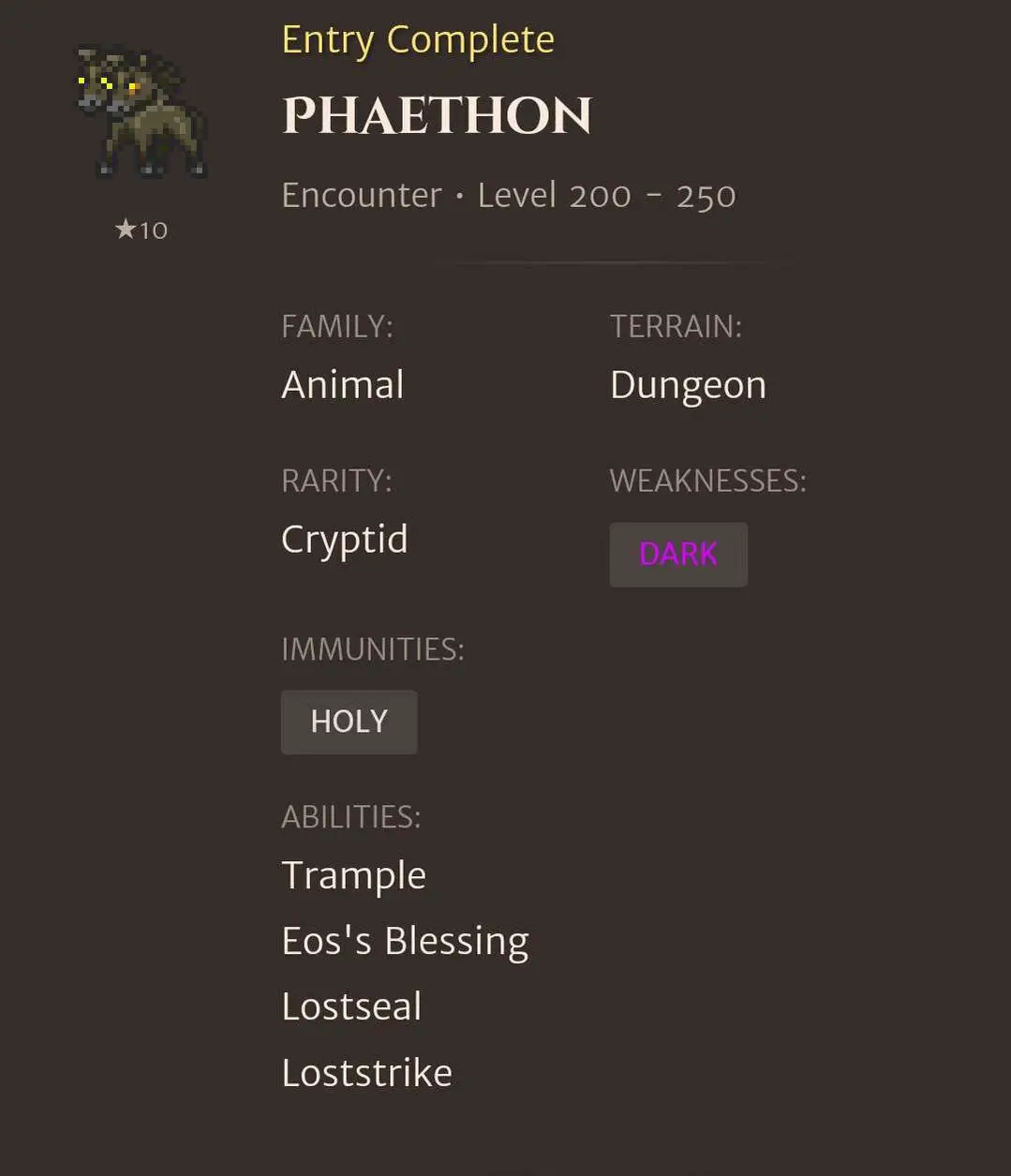 Phaethon codex entry