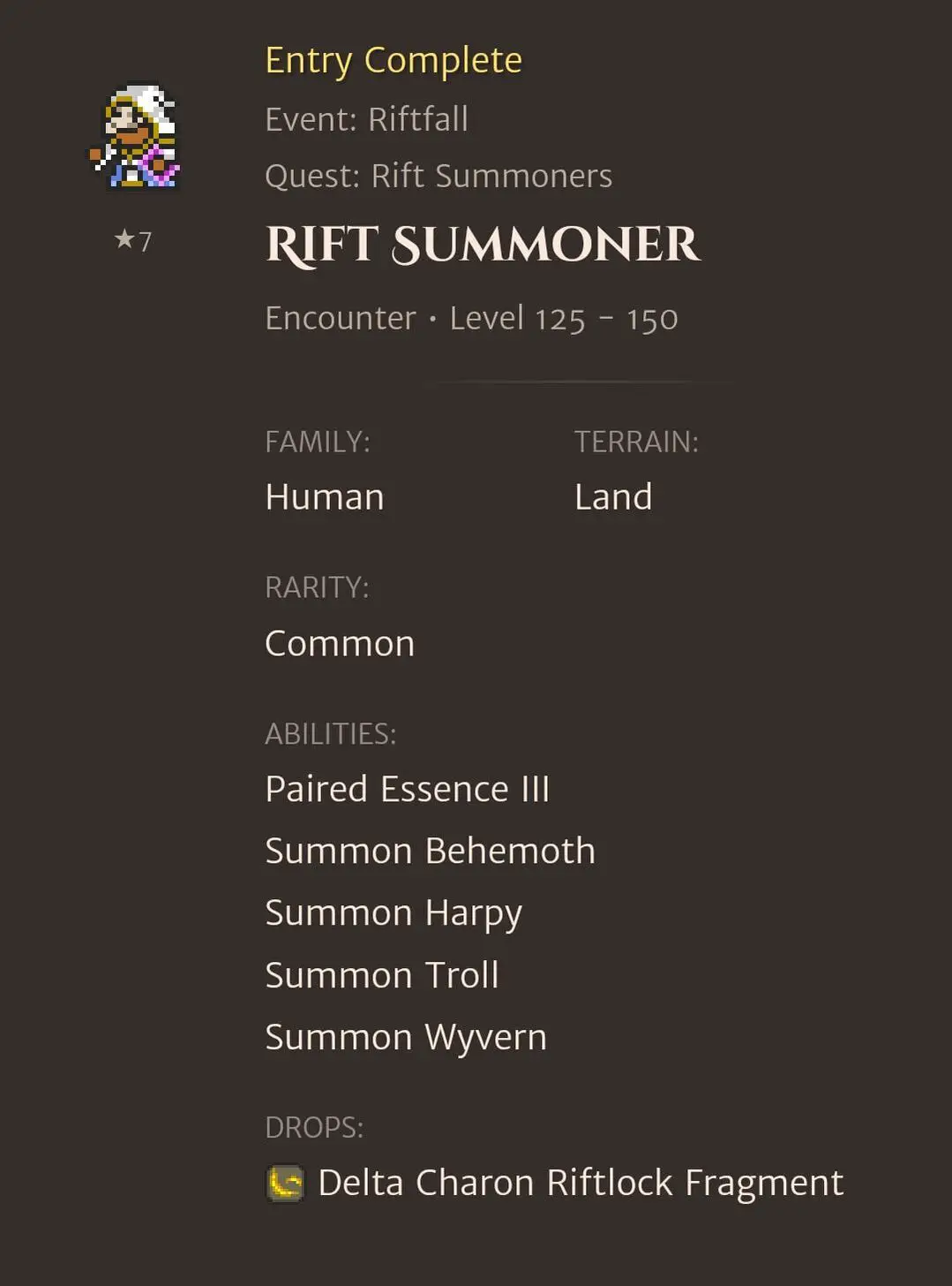 Rift Summoner codex entry