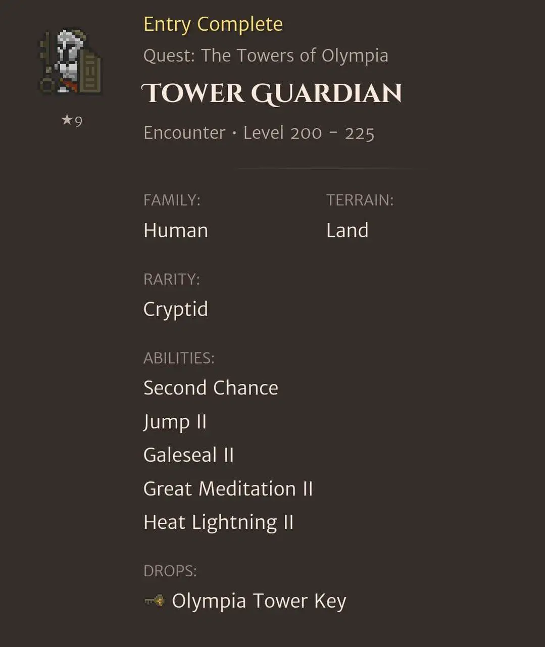 Tower Guardian codex entry