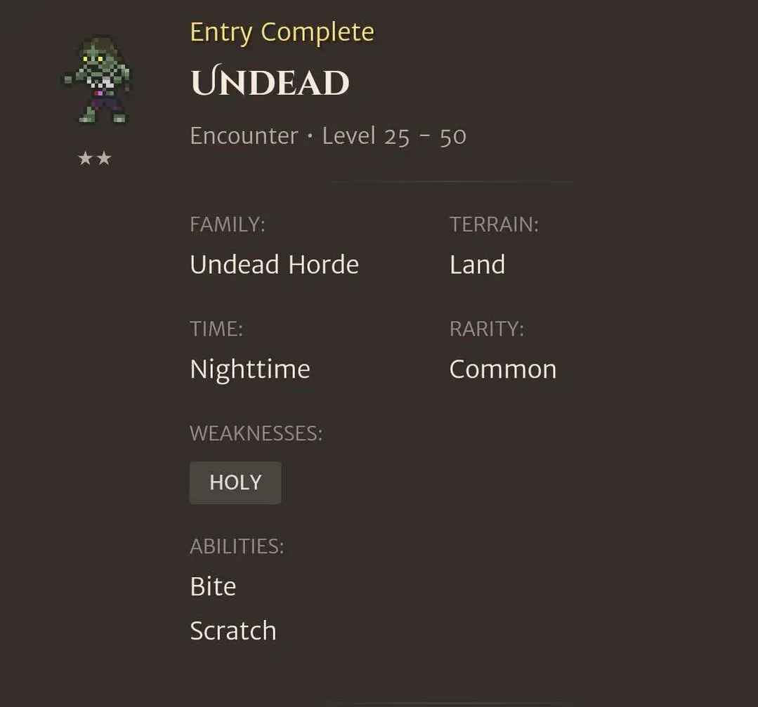 Undead t2 codex entry