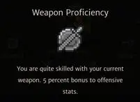Weapon Proficiency screen in game
