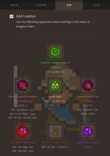 Equipment gear loadout for PvP as Realmshifter / Swashbuckler