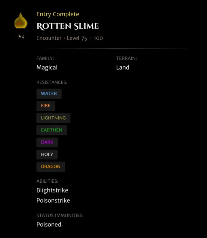 Rotten Slime codex entry