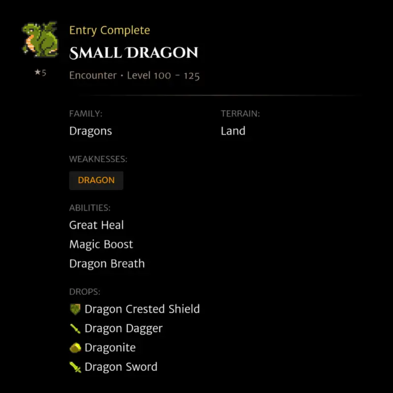 Small Dragon codex entry
