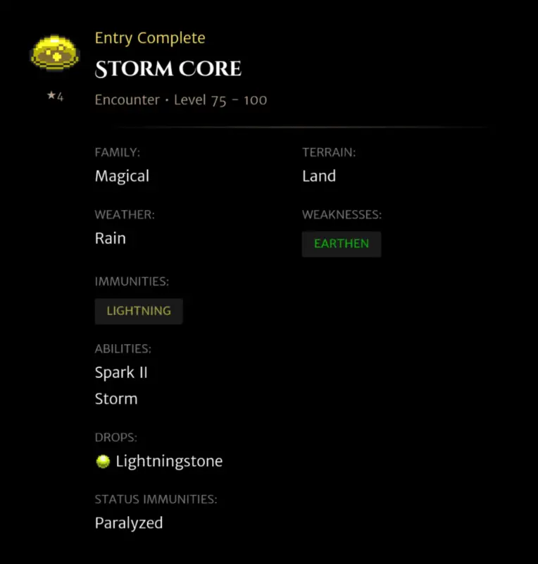 Storm Core codex entry