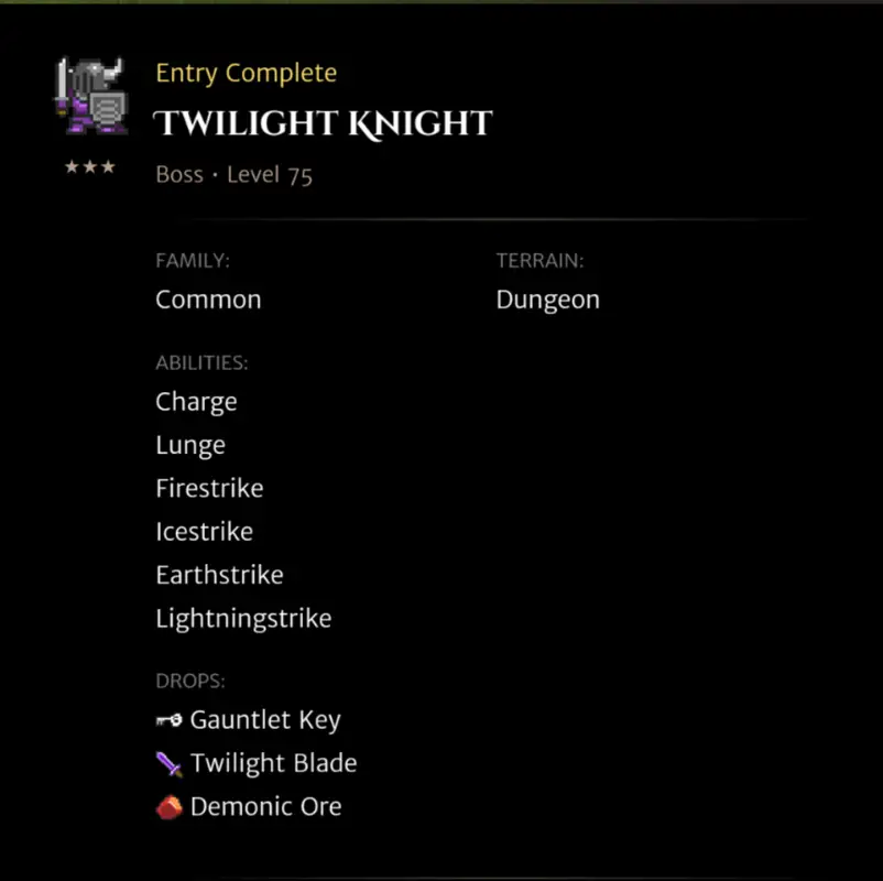Twilight Knight codex entry