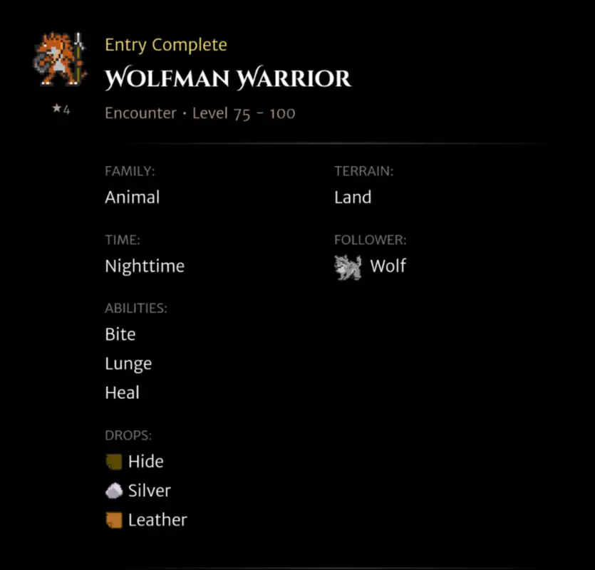 Wolfman Warrior codex entry